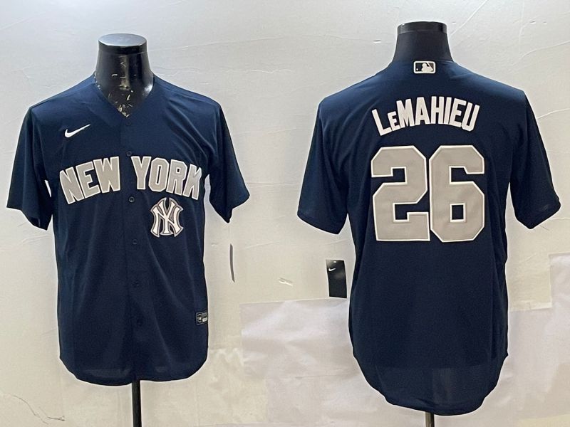 Men New York Yankees 26 Lemahieu Blue Game 2025 Nike MLB Jersey style 5